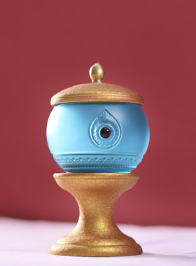 中式琉璃佛具套摆件佛堂净供水杯花瓶长明灯组合禅意风格装饰套件