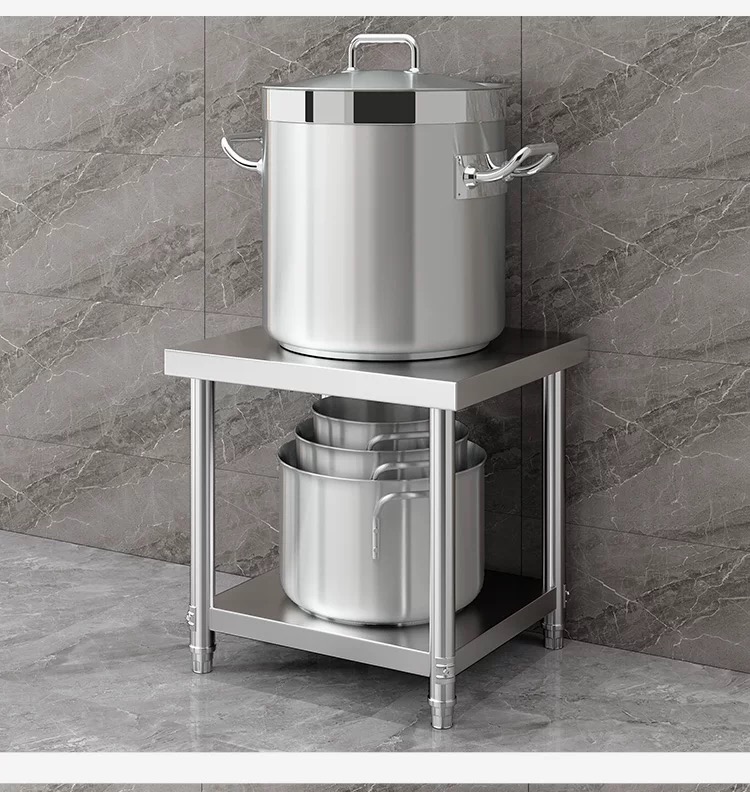 定制不锈钢置物架工作台厨房切菜台烤箱微波炉收纳汤桶不锈钢方桌 - 图2