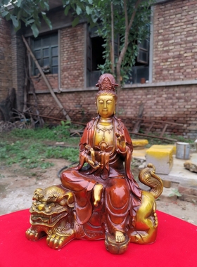 纯铜文殊菩萨普贤菩萨高27厘米重约9斤包邮退货包运费