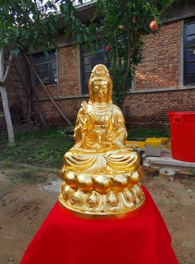 台湾工艺贴金纯铜满贴金全贴金送福送财观音菩萨