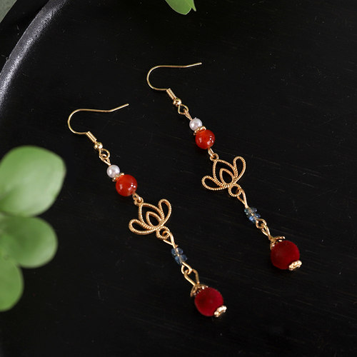 红色绒花新款中式秀禾发饰敬酒全套喜庆发夹古风新娘简约头饰流苏 - 图3