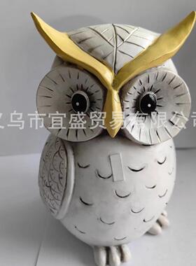 跨境磁铁猫头鹰摆件树脂装饰品家居庭院钥匙吸铁强磁创意艺术摆件