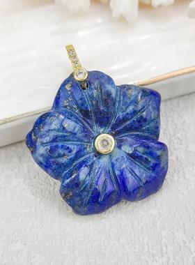 挂坠石天然水晶彩萤跨境桃花立体挂坠天然吊坠青金新品花朵绿东陵