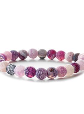 跨境wish货源天然彩色磨砂风化石手链男女手串情侣套装手链厂家销