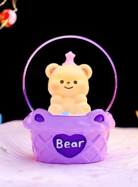 可爱奶呼呼黄色小熊迷你水晶球发光发亮小摆件儿童节日礼品