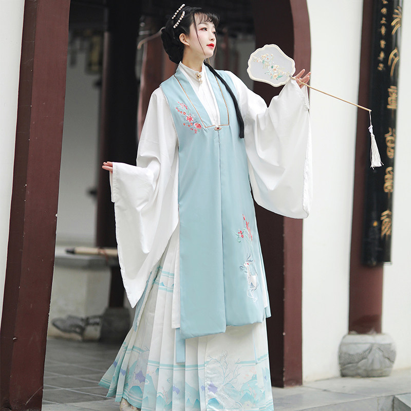 汉旭原创不染明制立领长袄比甲汉服 汉旭汉服