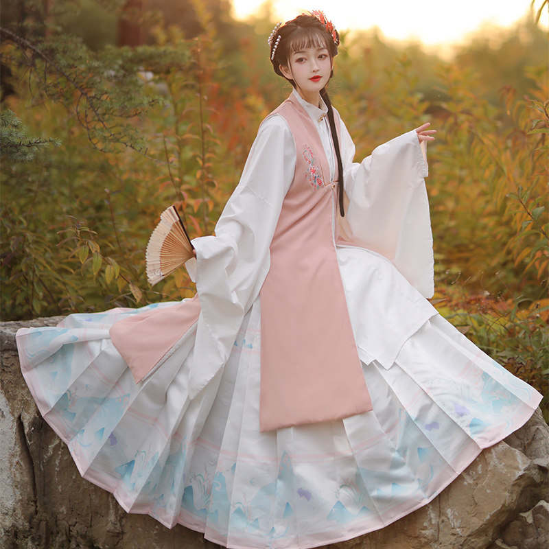 汉旭原创不染明制立领长袄比甲汉服 汉旭汉服