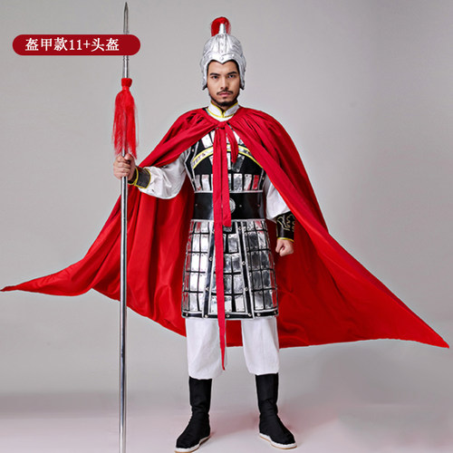 古装盔甲男战袍铠甲将军衣服古代士兵小卒古装侍卫服金色黑色铠甲 - 图3