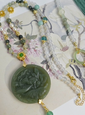 【见青山】天然石珍珠长璎珞带背云汉服配饰