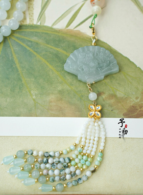 【祈春风】新中式斜挎链天山翠多层天然石璎珞汉服配饰