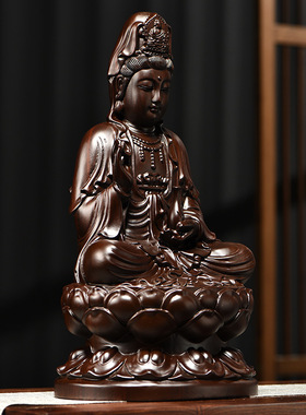 檀木观音菩萨雕刻摆件进口实木家居客厅寺庙搬迁店铺开业工艺礼品