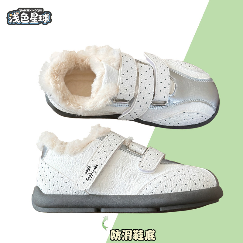 浅色星球原创雪地绒棉鞋女2025冬季新款女厚底防滑德训鞋休闲板鞋 - 图2