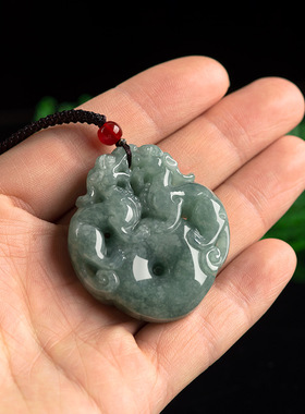 天然A货翡翠双貔貅平安扣吊坠财源滚滚冰种玉石挂件男女玉坠玉佩