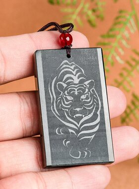 正品天然和田玉青玉保真浅雕虎牌虎啸山林挂件生肖吊坠男女款挂件