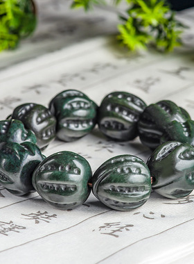 天然和田玉墨玉文玩核桃玉石手串盘玩珠子手链时尚高端男款手饰