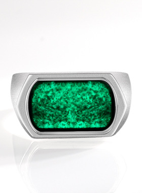 天然A货翡翠墨翠马鞍戒冰种S925银镶玉石墨玉戒指指环男款可调节