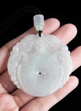 天然缅甸A货翡翠三羊开泰平安扣玉石吊坠男士保平安挂件男女款