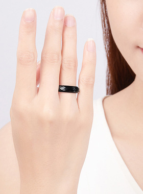 正品天然A货保真翡翠墨玉戒指男女同款情侣对戒玉石指环手饰玉器