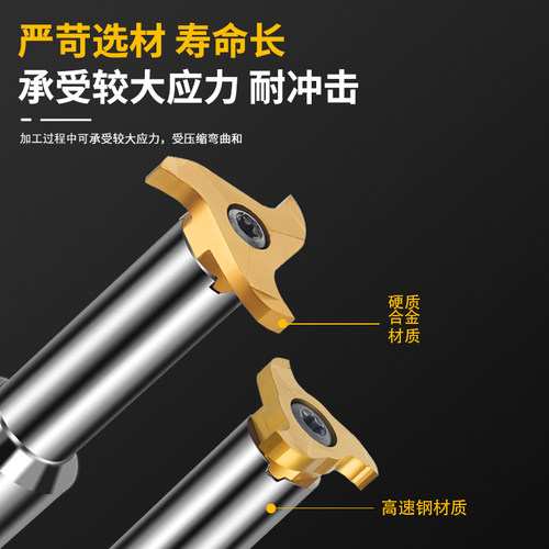 钨钢T型刀杆硬质合金铝用加长T型铣刀加工中心锁牙式螺纹铣刀刀片 - 图2