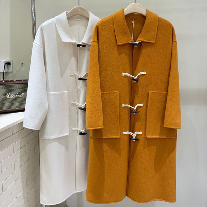 2021秋冬新款双面韩版宽松羊毛大衣 索梵拉毛呢外套