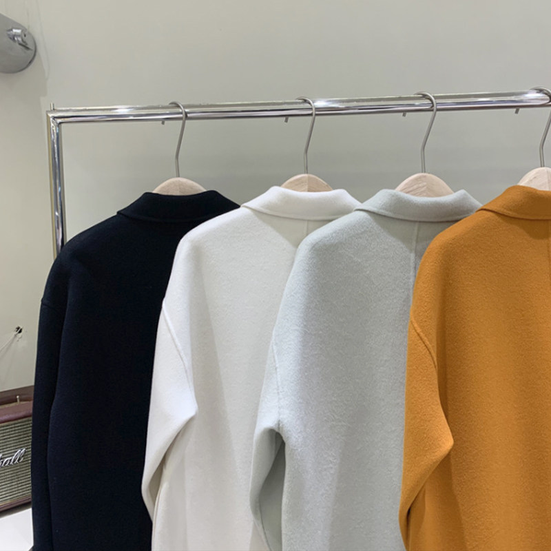 2021秋冬新款双面韩版宽松羊毛大衣 索梵拉毛呢外套