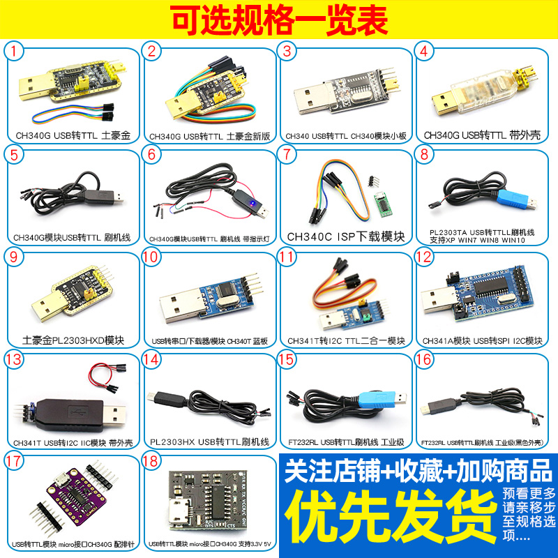 USB转TTL USB转串口下载线CH340G模块RS232升级板PL2303刷机板线 - 图2