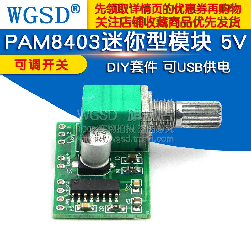 WGSD PAM8403迷你5V数字小功放板模块 DIY 可USB供电 diy - 图1