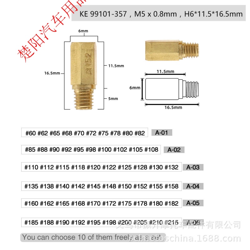 M5M ain Jets Keihin OKO KOSO PWK FCR化油器喷油嘴主量孔主喷嘴 - 图1