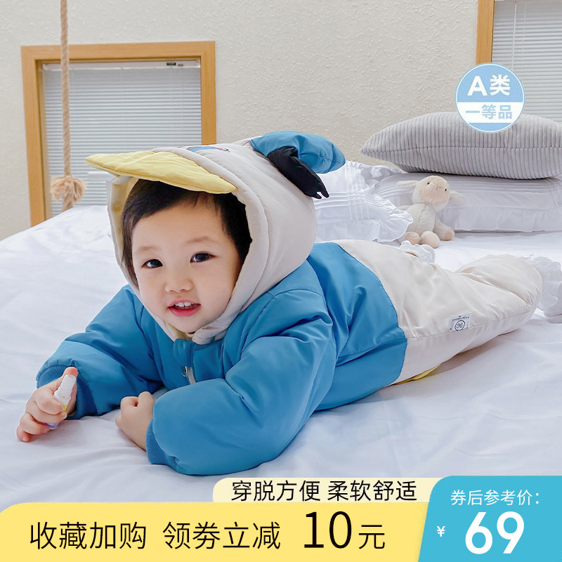 新生儿加绒女宝宝抱衣幼儿外出服 迪士季童装连身衣/爬服/哈衣