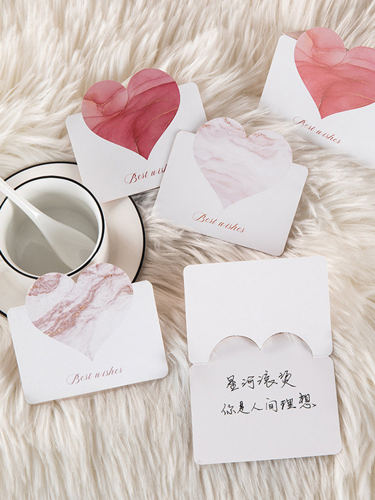 爱心立体贺卡明信片小卡片纸3D手写心愿卡折叠高级感圣诞节空白祝福留言卡生日烘焙花店对折节日马年新年精致