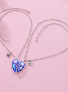 卡通蓝色海豚磁吸项链男女同款