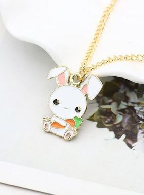 卡通风格女生童项链小白兔胡萝卜