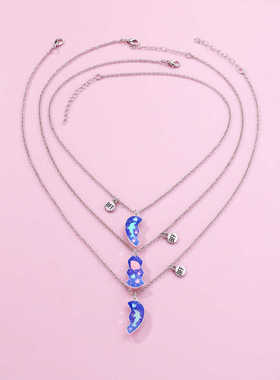 蓝色海豚贝壳磁吸项链男女同款