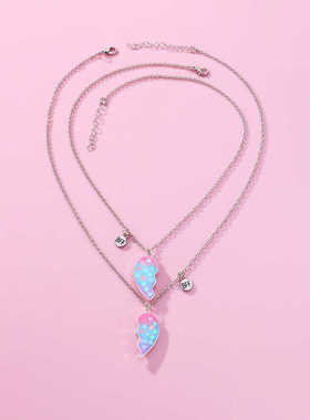 爱心渐变色磁吸项链男女同款