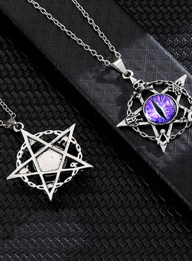 其他五角星眼珠合金男士项链吊坠