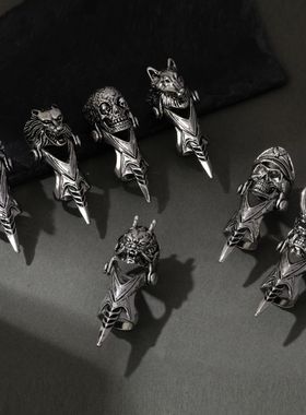 潮男合金长款关节可弯曲朋克戒指