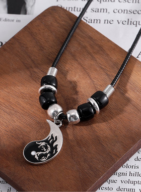 龙图腾皮绳链男女生复古国潮项链