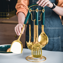 Pan Shovel Soup Spoon Kitchenware 7 Pieces Fitted Kitchen Home Fried Vegetable Shovels Nordic Light Lavish Mesh Red Stainless Steel Scoop Spoons