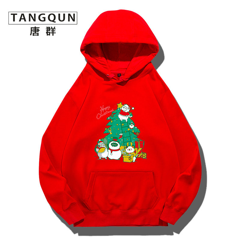 情侣秋冬款圣诞节定制男女加绒卫衣 唐群卫衣
