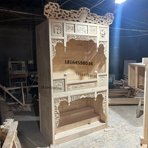Solid wood fragrant Chango Buddhist shrine Shentai shrine dedicated to temple Ancestral Hall Dragon Columns Handcarved Red Wood Flowers Pear eatery Buddha Cabinet