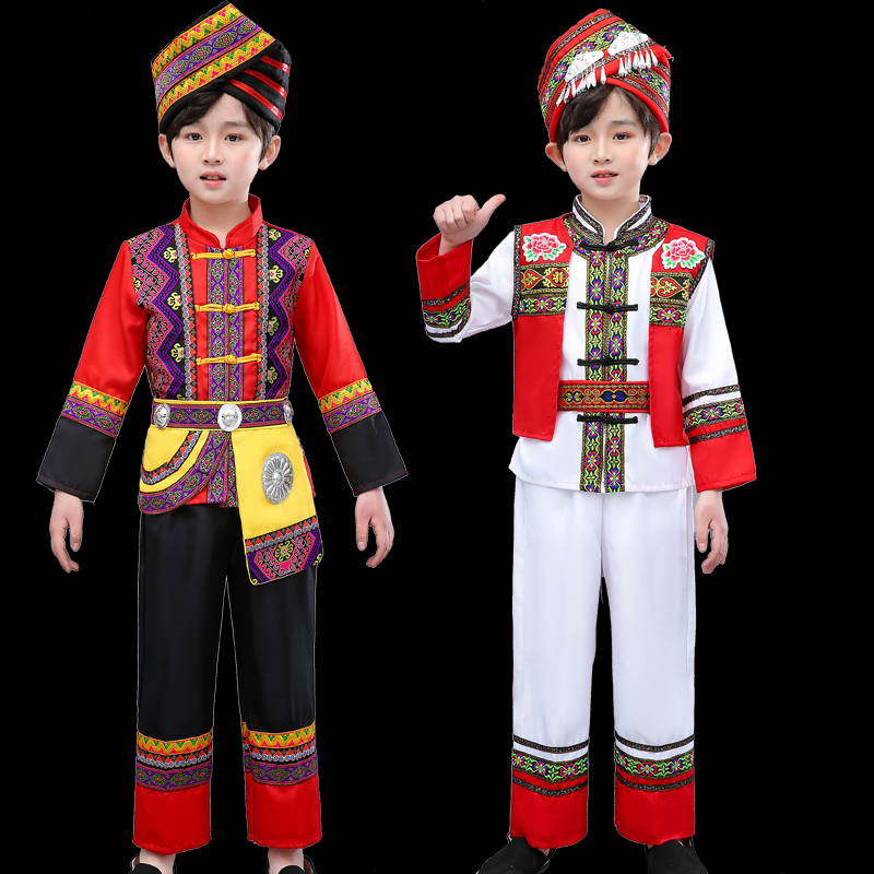 劲以旗舰店儿童苗族演出服彝族壮族土家族男女童服装少数民族表演服苗族服装2