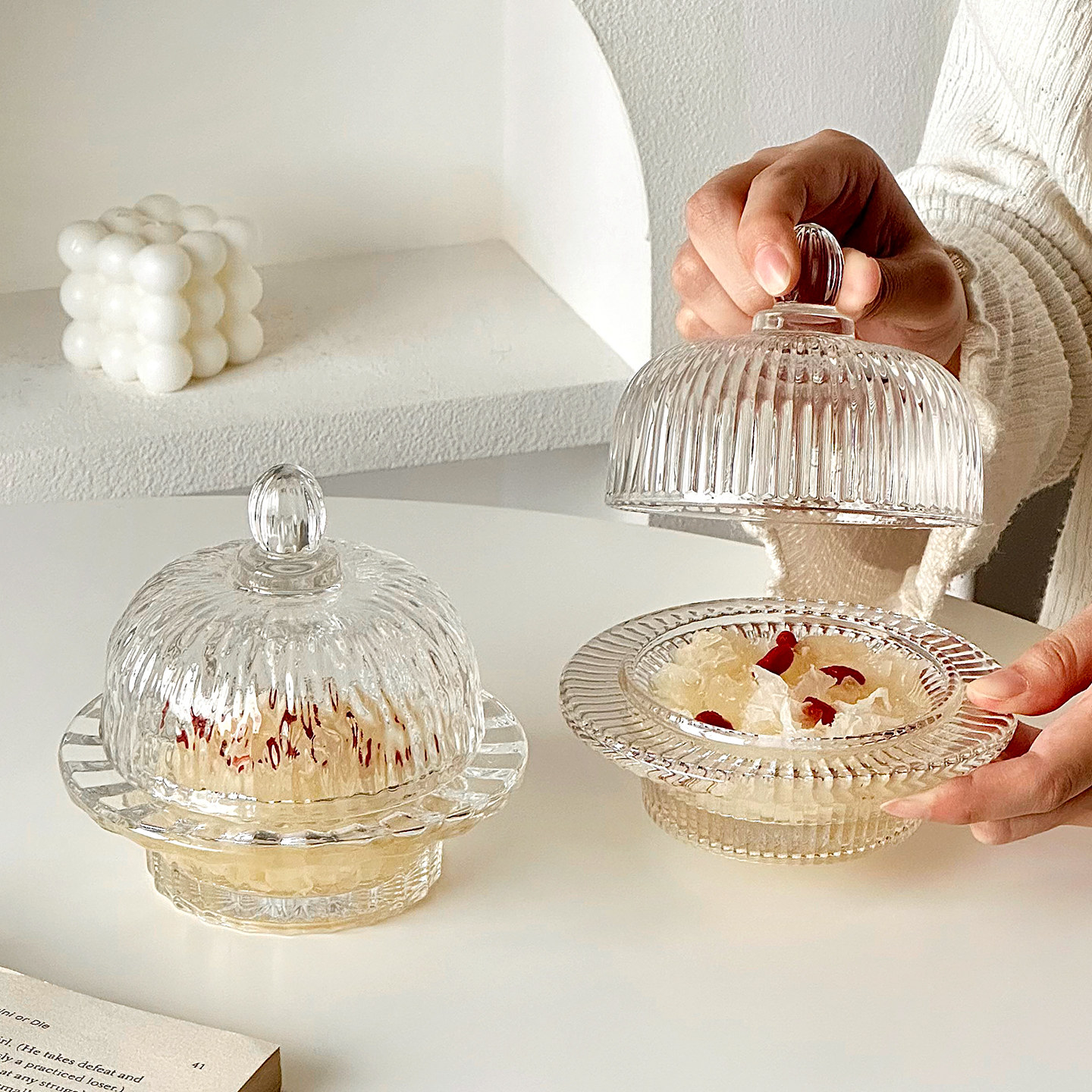 欧式燕窝碗银耳盅玻璃带盖透明精致高级家用水果点心甜品碗小汤盅