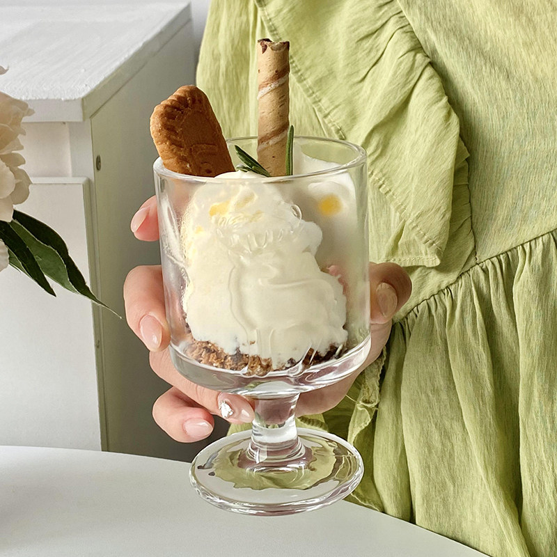 高颜值ins风浮雕玻璃杯果汁杯冰淇淋雪糕酸奶布丁冷饮料高脚杯子,淘宝优惠券,粉丝福利购,淘宝优惠卷