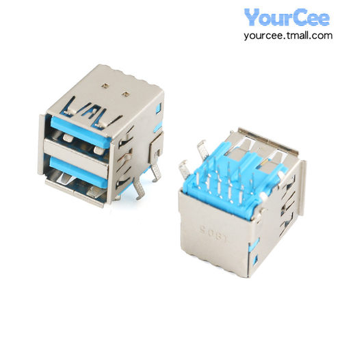 USB3.0-AM/AF/BF连接器 USB-A型B型方口公头母座 90/180度单/双口 - 图2