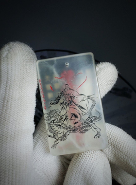 岫玉无事牌雕刻真武大帝吊坠车挂项链中秋送礼男手工工艺玉石玉佩