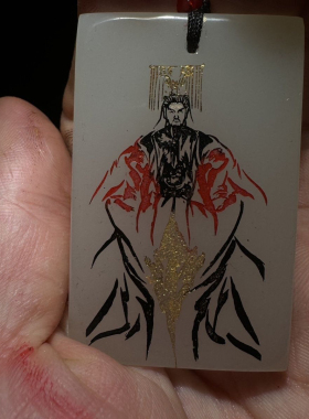 白玉雕刻紫微大帝无事牌吊坠车挂国风文玩送礼男女玉石七夕礼物