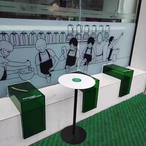 网红彩色亚克力L型展示台阶梯陈列桌奶茶店鞋店吧台底座地台定制 - 图3