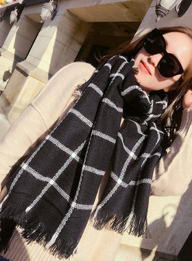 Black And White Plaid Scarf Plaid Air Conditioning Blanket