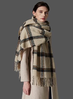 2024 New Women Fashion Casual INS Style Fringed Plaid Shawl