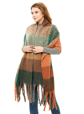 Women's Casual Ring Thickened Thick Tassel Large Plaid Scarf